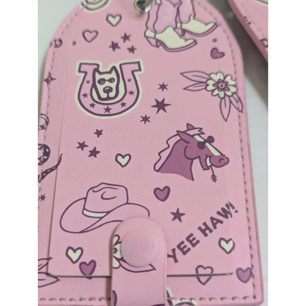 Life Is Good Pink Horse Cowgirl Cowboy Luggage Tags, Set Of 2 Boots Horseshoe